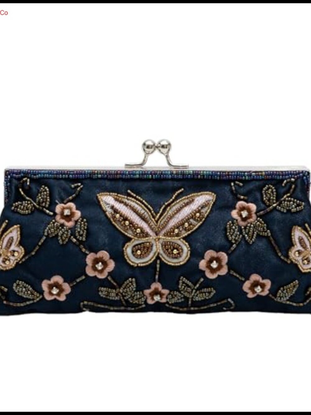Butterfly Beaded Sequin Clutch Kiss Lock Evening Bag